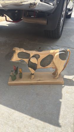Country shabby wood made Cow decor