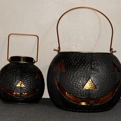 Black and Copper Metal Pumpkins 