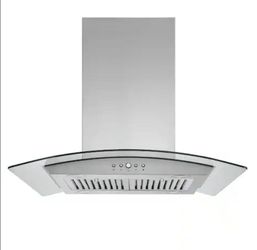 50% OFF - HAUSLANE 30" Convertible Island Range Hood Stainless Steel w/ Glass & LED