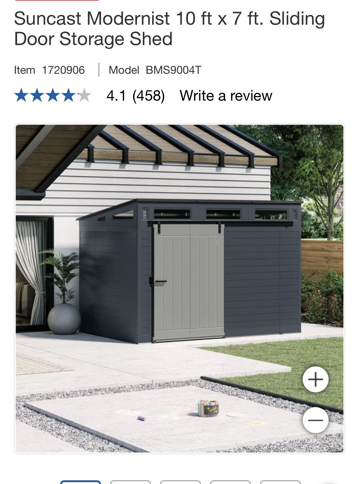 Open Box Suncast Modernist 10 ft x 7 ft. Sliding Door Storage Shed Item