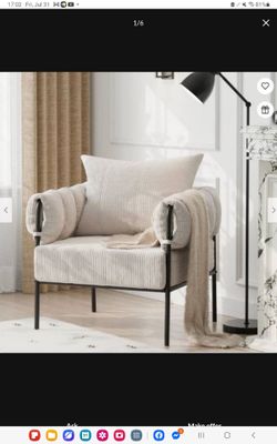 Accent Chair with Pillow, Modern Living Room Chairs BEIGE