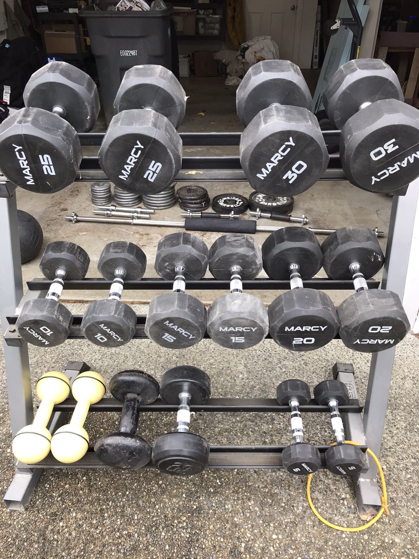 Weight set and rack