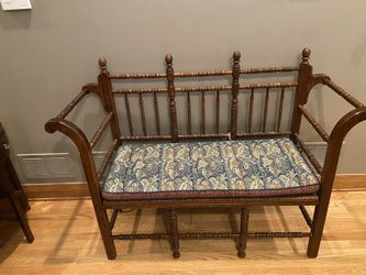 Vintage Wood and wicker woven bench