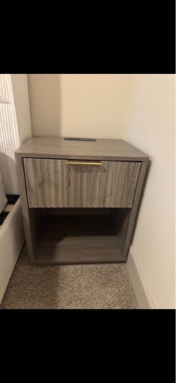 Set of 2 Modern Nightstands w/ LED Lights, USB-C & Power Outlets