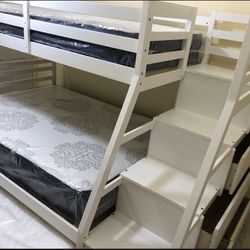 Twin over full bunk beds frame and free delivery in box with the mattress and
