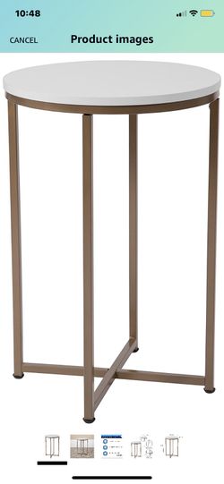 Flash Furniture Hampstead Collection White End Table with Matte Gold Frame