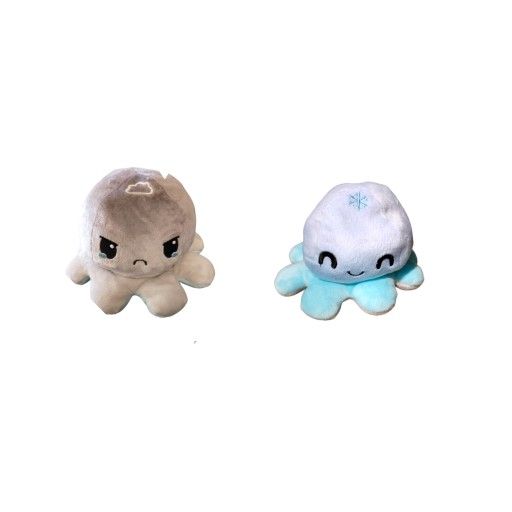 TeeTurtle Reversible Plushies Black Gray Octopus Plushie Snowflake Cloud Fidget
