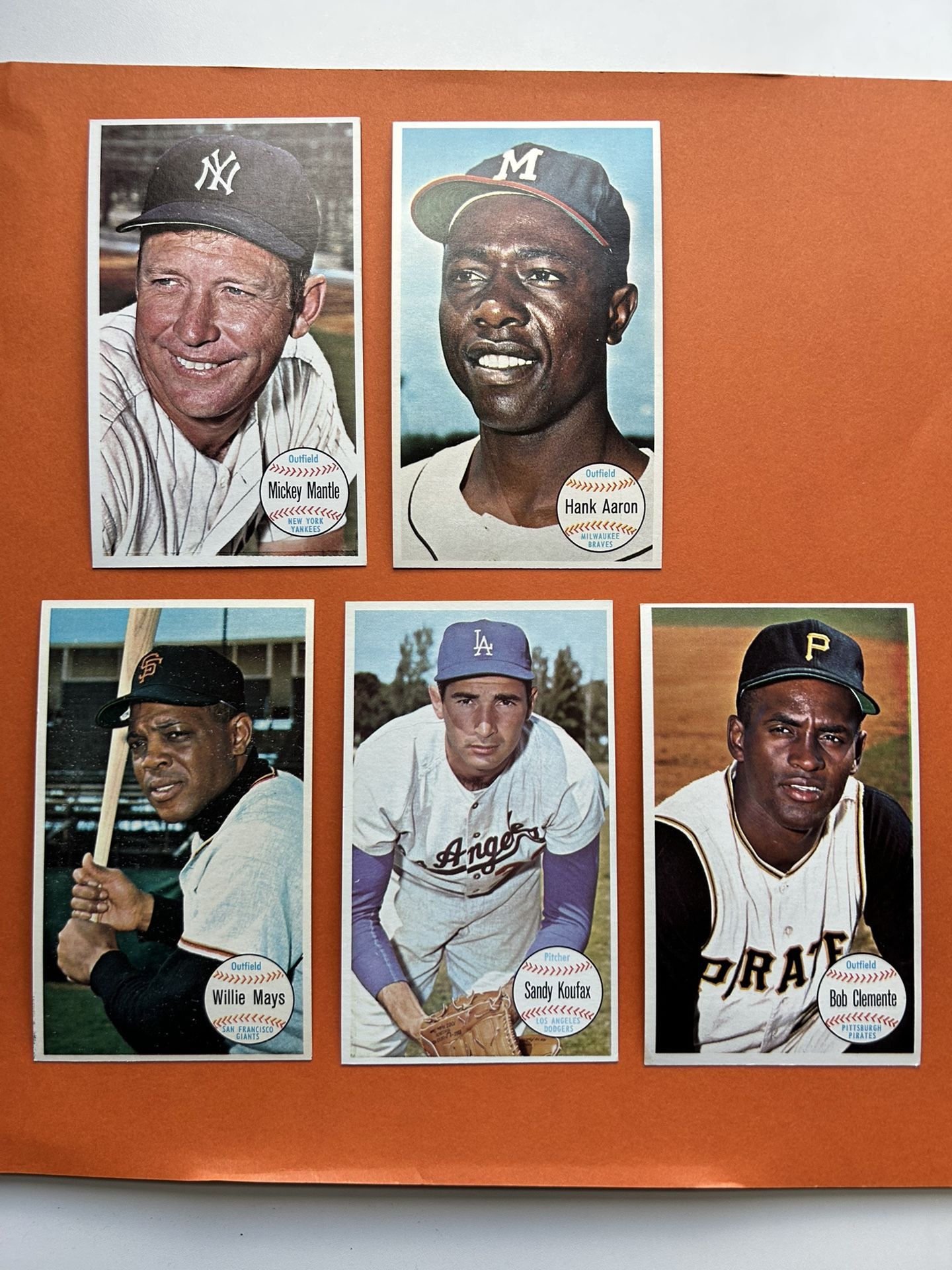 1964 Topps Giants Hall of Fame Lot Including Mantle, Mays, Aaron, Koufax