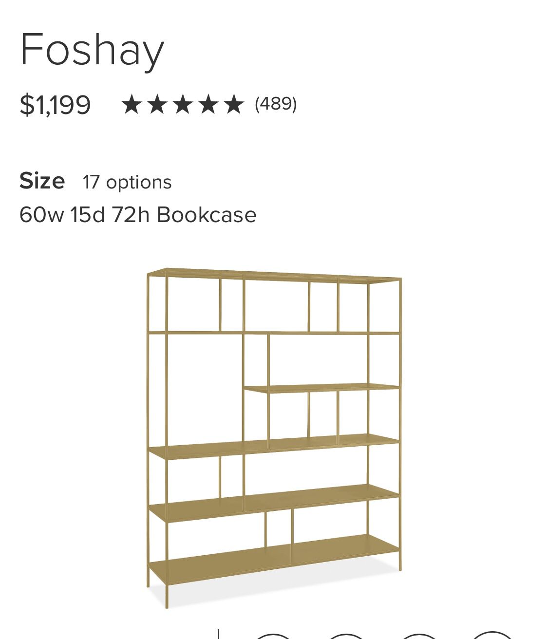 Room & Board Foshay Bookcase, Yellow/Gold