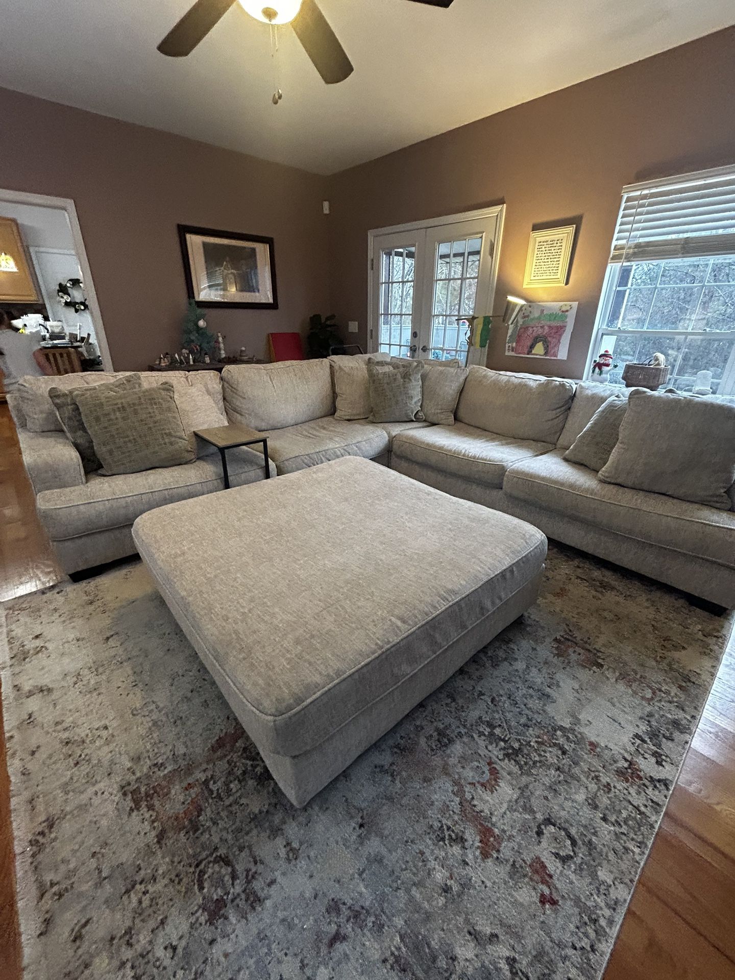 Rawcliffe 3 piece sectional + Oversized Ottoman