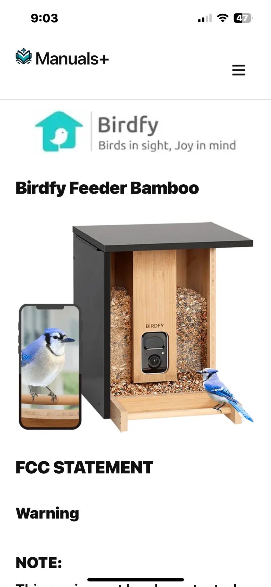 Birdfy~Bamboo Bird Feeder~With Camera & Solar Power Panel~NI-8408