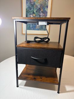 Night Stand with Charger Station 27.7 inch Tall