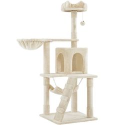 54'' Cat Tree Condo Multilevel Cat Towers W/ Hammock Tunnel Scratching Post