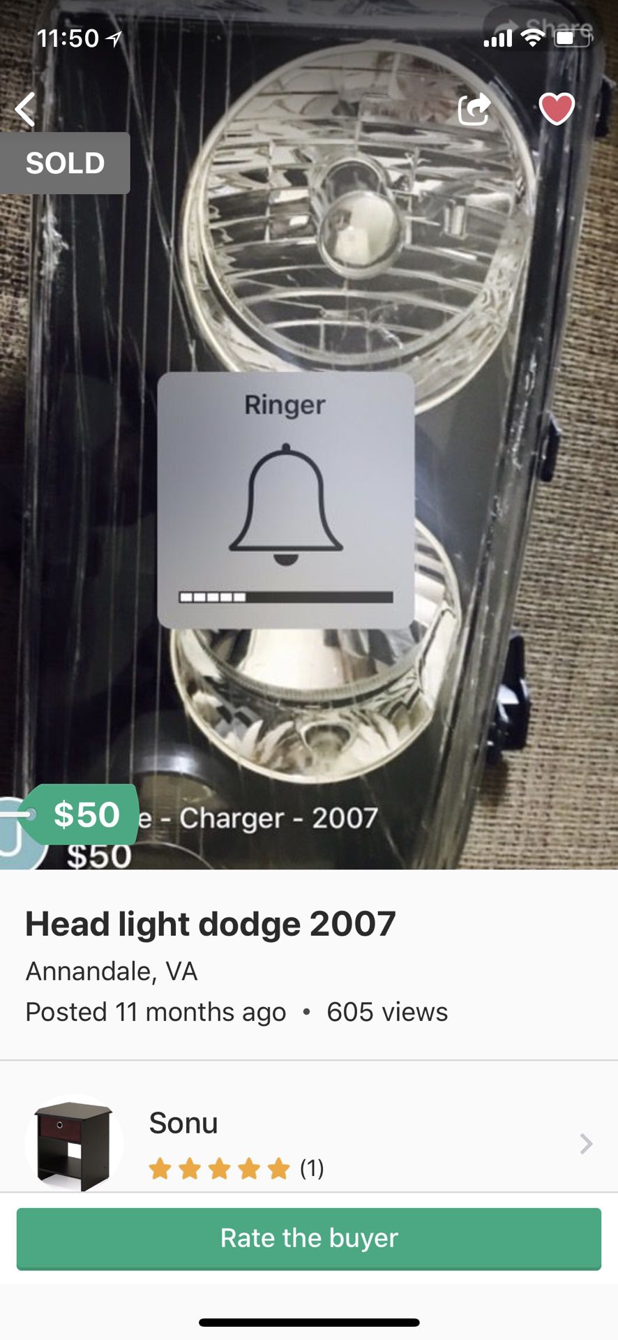 Dodge Charger 2007 head light new never use