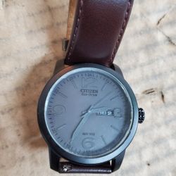 CITIZEN Eco-Drive GARRISON Black  42 mm Men's Watch. It's good working+Box No Paper.