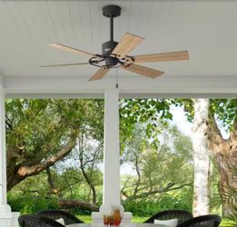 Barrel 52 in. Indoor/Outdoor Matte Black Ceiling Fan Included For Patios or Bedrooms
