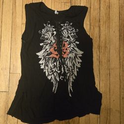 Graphic tee w/Rinestones And Ribbon