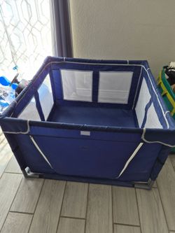 Blue Baby Playpen with Mesh Sides