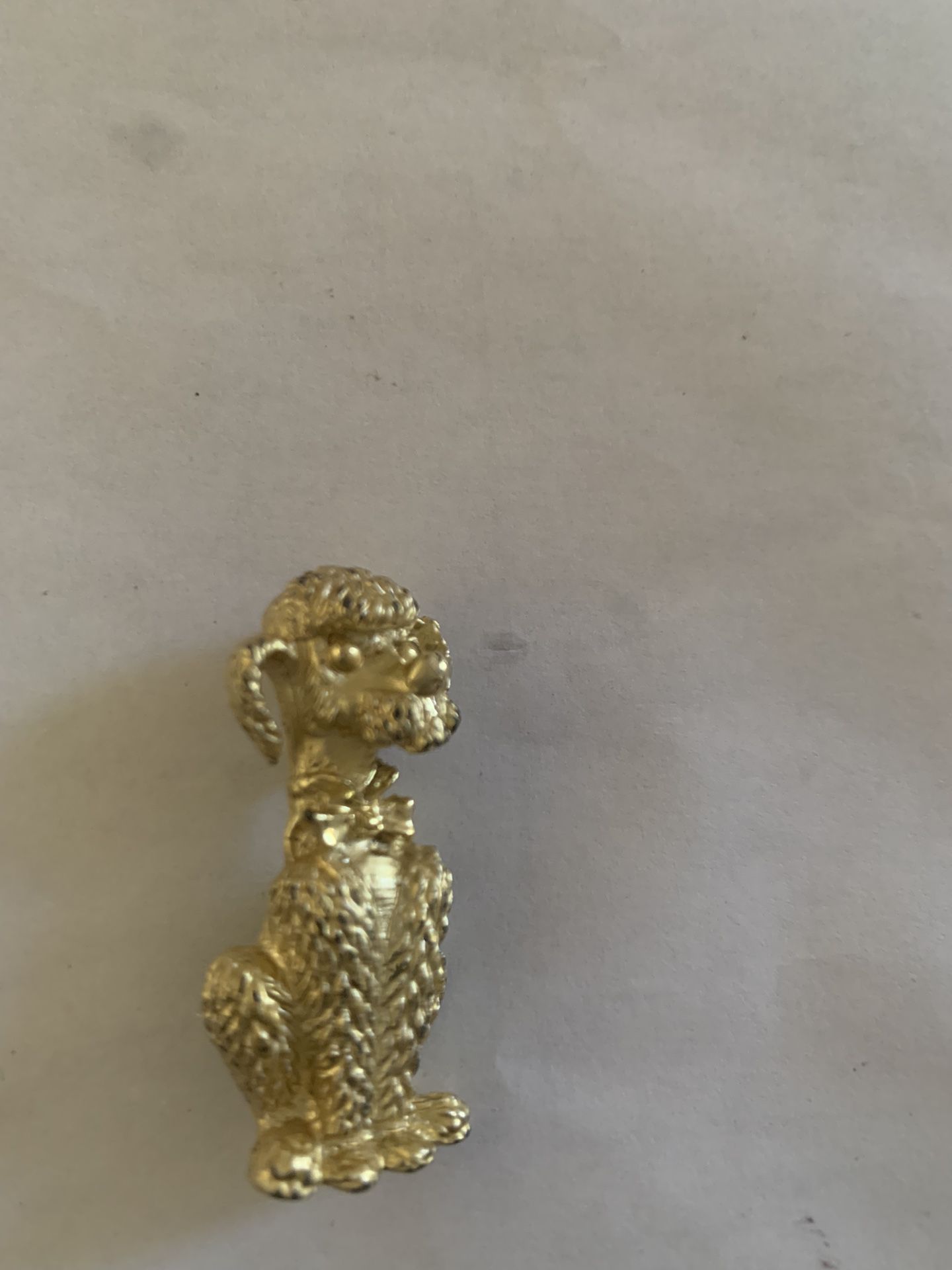 Vintage Gold Tone Poodle Brooch 