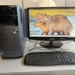 Asus i7 3.60GHz, 8GB Ram, 250GB SSD, 1TB Hard Drive, DVD-RW Drive, Windows 11 Home, Keyboard and Mouse, Altec Lansing Speakers, Samsung 22” Monitor