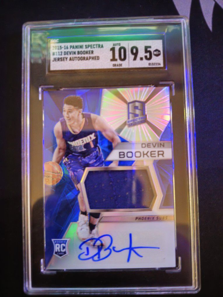 2015-16 Panini Spectra Devin Booker #112 RC Rookie Jersey Auto RJA Blue