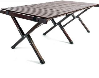 Portable roll up wooden table