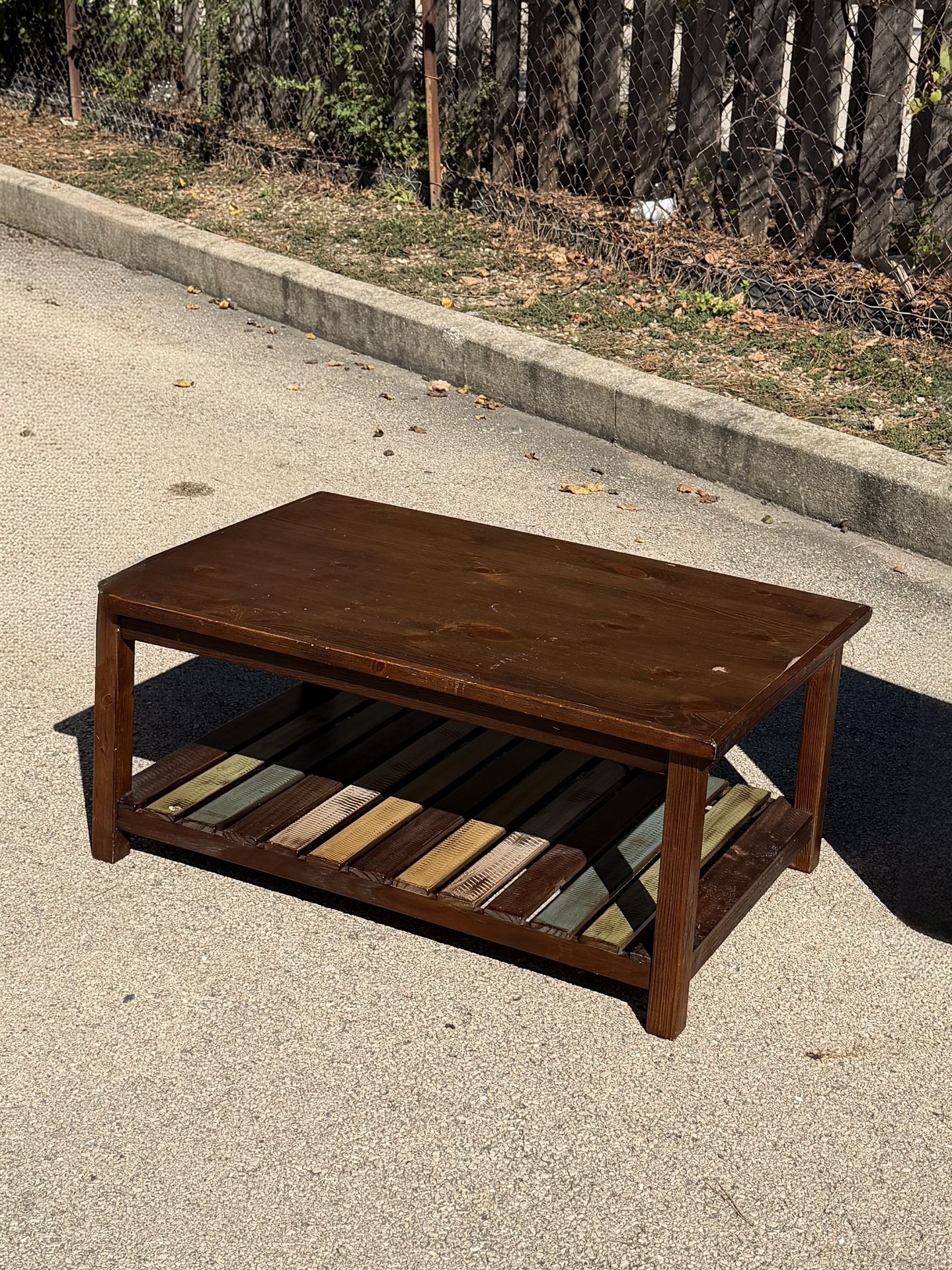 Rustic Wooden Coffee Table with Lower Shelf – 37” x 22” x 18”