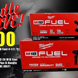 Milwaukee m18 fuel grinder and Milwaukee M18 Fuel 1 SDS Plus D-Handle Rotary Hammer (tool only)