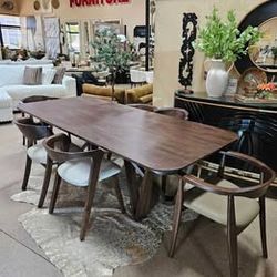 7 pc Mid-Century Modern Dining Table Set
