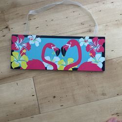Wooden Flamingo Door Sign