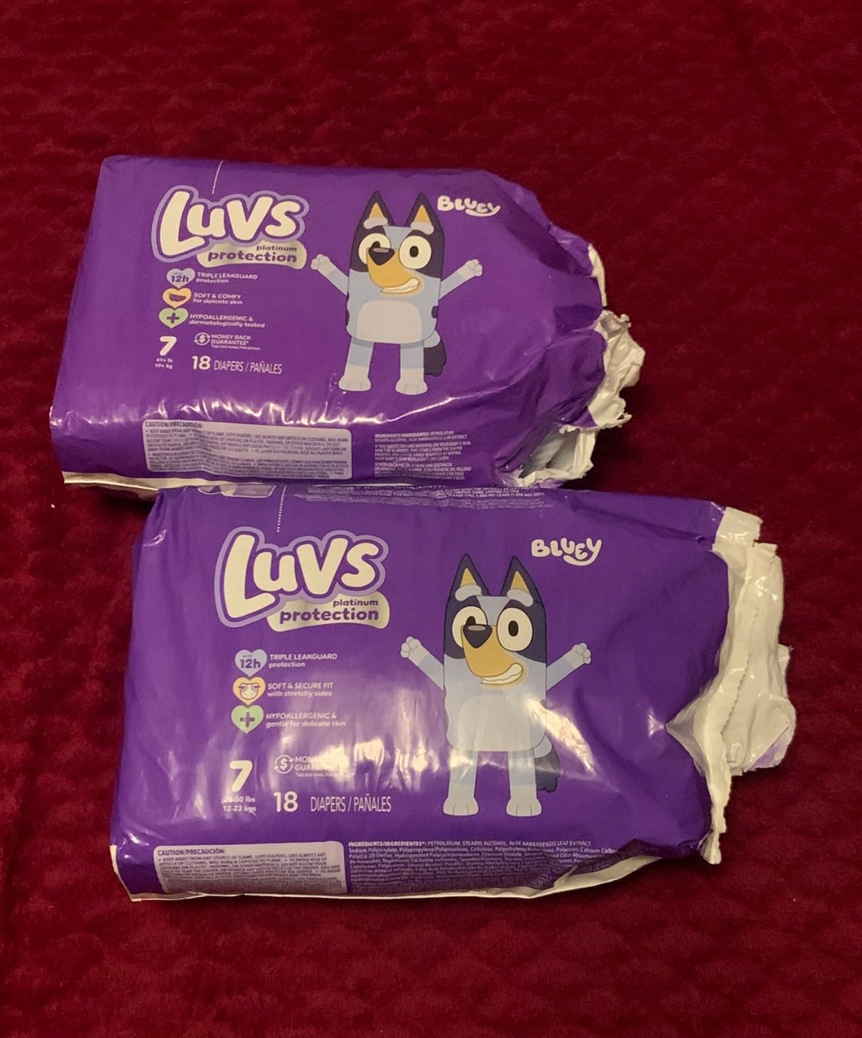 1-Pair Of Baby Luvs Platinum Protection Diapers Size 7