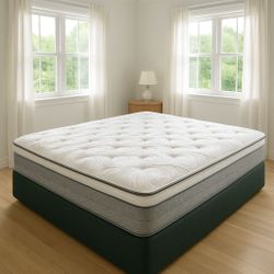 King Size Mattress Pillow Top 14” Inches  Excellent Comfort Also Available: Twin, Full, And Queen New From Factory With Its Plastic Same Day Delivery 