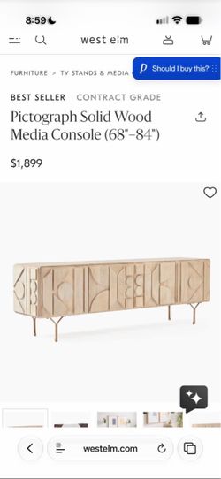 West elm pictograph solid wood media console