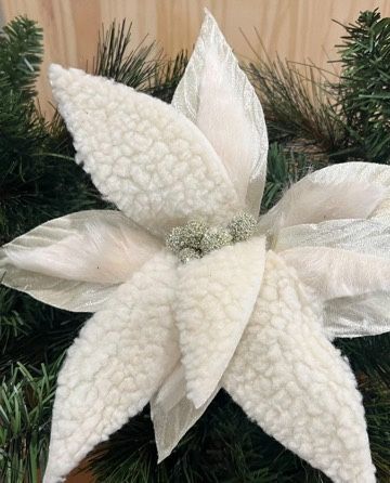 Woolly/Fur Poinsettia Stem Christmas Tree Trimming Decor Craft Supplies
