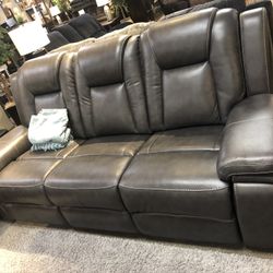 Leather reclining sides, couch