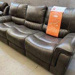 Leather Power Recliner Sofa 