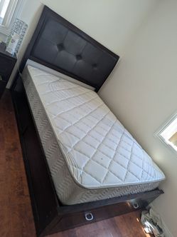 Modern Espresso Storage Bed Frame with Tufted Headboard – Full Size