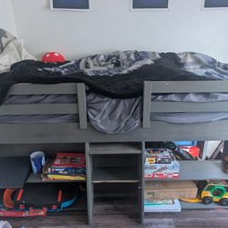 Twin Bed With Bookshelf And Hidden Opening Underneath 