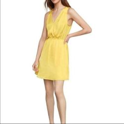 BCBGMAXAZRIA Yellow Surplice Dress