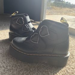 Doc Martens Devon Heart Black Leather Platform Boots 