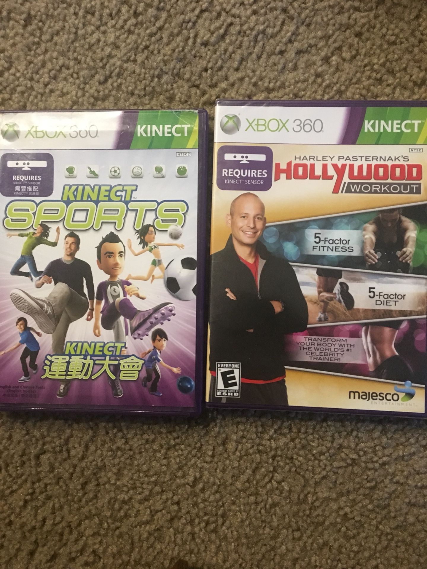 Kinect sports and holywood workout xbox 360 games
