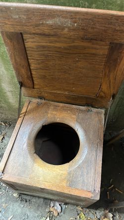 Antique Solid Oak Toilet