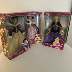 3 Disney Princesses Porcelain Dolls
