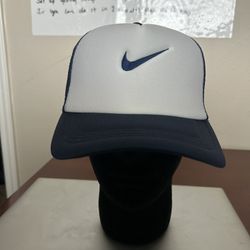 Blue and white Nike trucker hat 