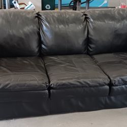 Black Leather Couch 7 Foot Long Free Delivery 