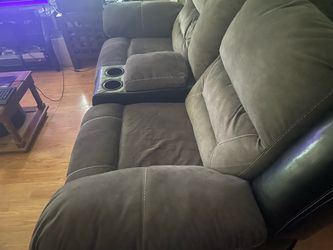 Brown loveseat