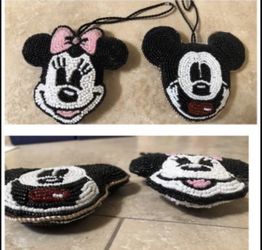 Rare disney mickey & Minnie beaded ornaments. Bought 20 years ago Mint unused.