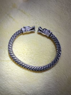 925 Sterling Silver flexible dragon bangle 