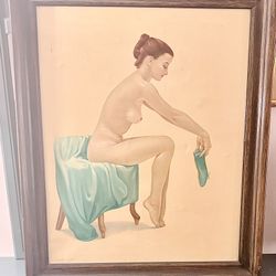 Vintage Oil On Canvas/Linen Signed Nude