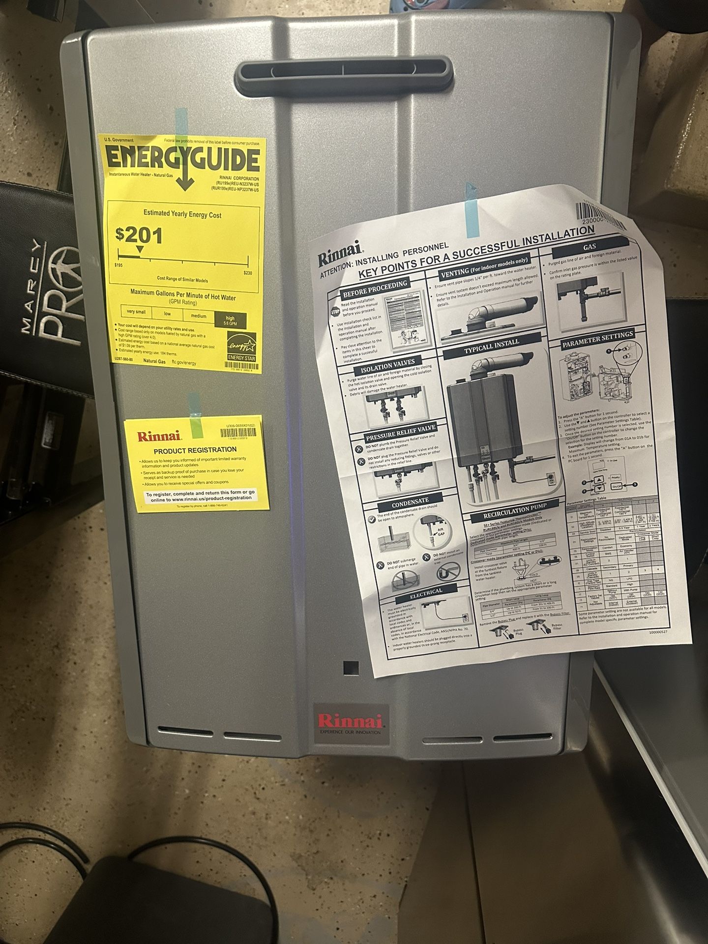 Rinnai 11GPM Water heater